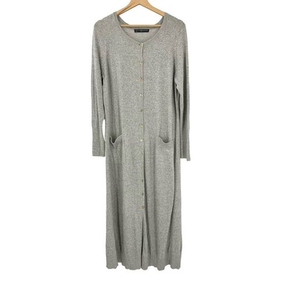Peruvian Connection Longline Duster Cardgian Sz L Grey - Picture 1 of 4